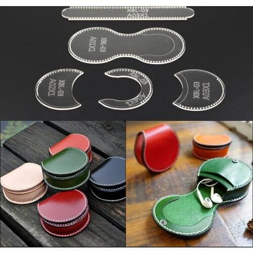 1Set DIY Acrylic Template Leather Craft Coin Purse Type Small Bag Pattern Stencil Durable Tool for Leather Handcrafts Lovers