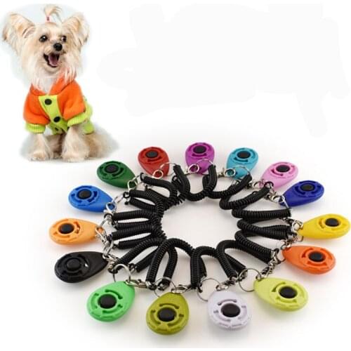 1pcs Pet Cat Dog Training Clicker Plastic Pet Clicker Training Aid Tool Adjustable Wrist Strap Dog Supplies