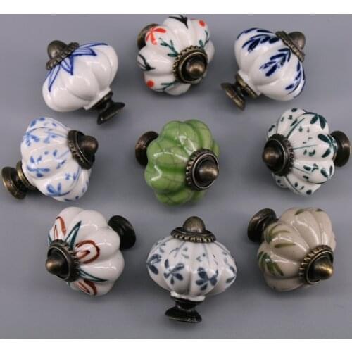 1x Ceramic Dresser Drawer Pulls Knob Hand Painted Kitchen Cabinet Pulls Cupboard Door Handle Furniture Hardware