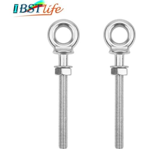 2PCS M6 Marine Grade 316 stainless steel longer Lifting Eye Bolts lift eye bolt Screws Ring Loop Hole for Cable Rope