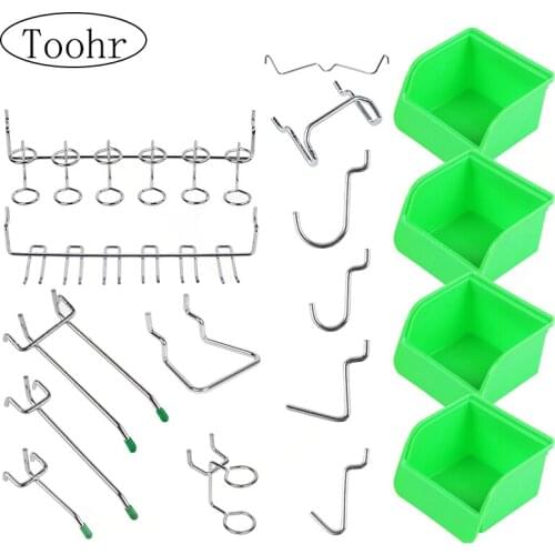 90Pcs Wall-Mounted Tool Parts Storage Box Garage Unit Shelving Hanging Board Hook Hardware Tool organize Tool Box Components