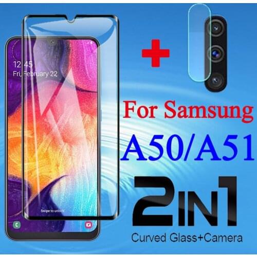A50 tempered glass for Samsung galaxy a 51 50 protective screen protector a51 51a 50a glaxy with camera lens case sheet 2in1 3d