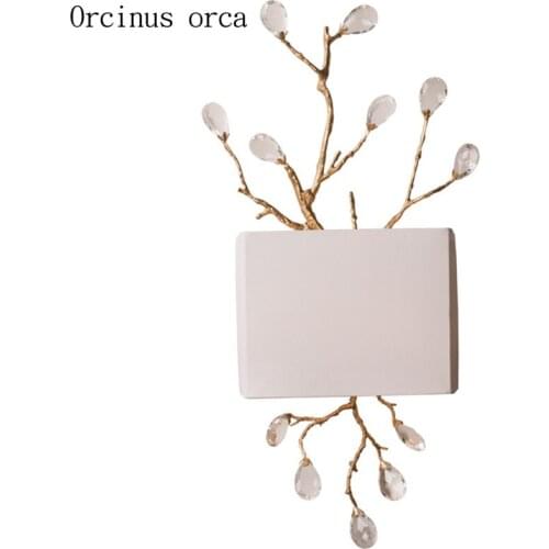 American antique branches crystal crystal wall lamp living room corridor bedroom bedside lamp French luxury iron art wall lamp