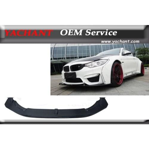 Car-Styling Carbon Fiber Front Bumper Diffuser 2PCS Fit For 2014-2016 F80 M3 F82 F83 M4 LB LP LW Style Front Diffuser w Rod
