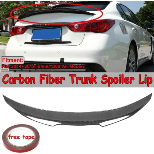 PSM Style High Kick Real Carbon Fiber Car Rear Trunk Boot Lip Spoiler Wing Lip For Infiniti Q50 2014-2019 Wing Spoiler