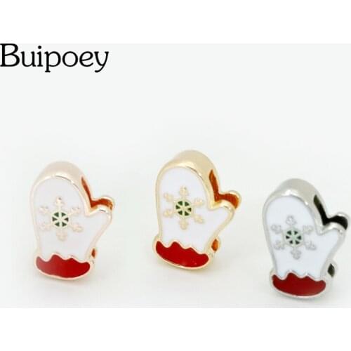 Buipoey 2020 New Christmas Snowflake Gloves Beaded Charm Fit 10mm Stainless Steel Mesh Bracelet & Bangle Accessories Beads