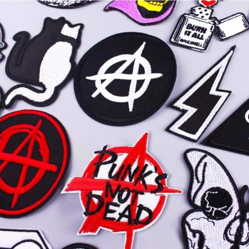 Hippie Rock Patch DIY Embroidery Patches For Clothing Skull Punk Iron on Patches For Clothes jacket Iron Patch Stripe Sticker