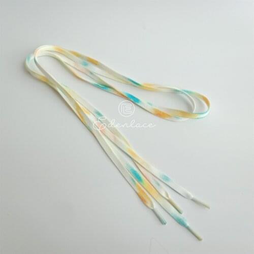 Mix Yellow-blue Gradation Shoelace Cotton Tie Dye Shoelaces Flat Shadow Shoe Laces For AFF1 Sport Shoes Support Customized
