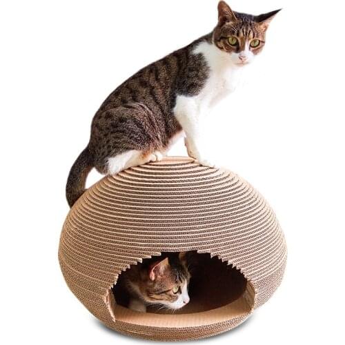 Pet cat toy, corrugated cat house, spherical cat litter board cat claw claw toy cat supplies, send cat grass