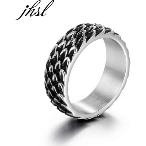 JHSL Vintage Rings for Men Stainless Steel Silver Color Fashion Jewelry Christmas Gift Size 6 7 8 9 10 11 Wholesale