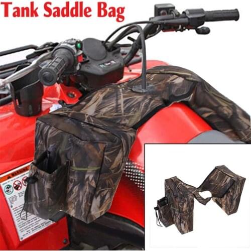 Camouflage Waterproof Padded Cargo Storage Gas Tank Luggage Saddle Bag For ATV / Motorcycle