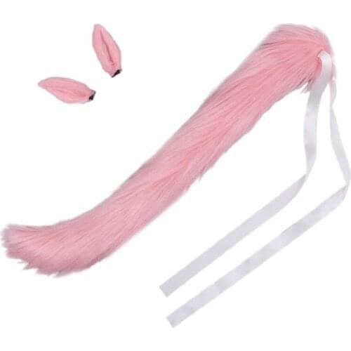 LXAD Plush Horse Tail Ears Clips Set Cosplay Party Anime Cartoon Accessories Halloween Party Role Playing Suits