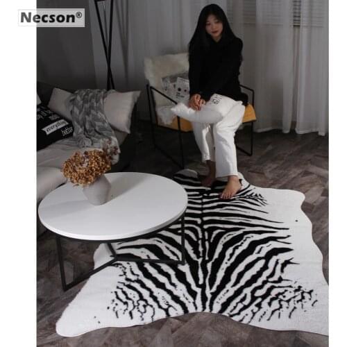 Zebra Rug white tiger leopard striped Velvet Imitation Leather simulation Animal Skins Natural Shape Carpet Mat for BedroomK25