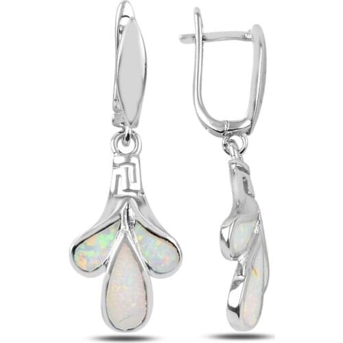 KUTAYDAN Opal Cubic Zirconia Dangle Earrings 925 Sterling Silver