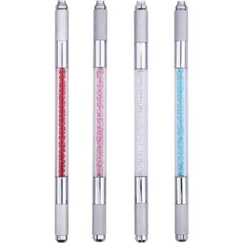 Microblading Manual Pen 4 Colors Double Heads Crystal Acrylic Eyebrow Eyeliner Lip Permanent Makeup Tattoo Tool Drop Shipping
