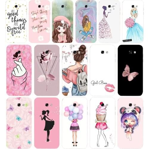 97AA Cute Girl Soft Silicone Tpu Cover phone Case for Samsung Galaxy A5 2015 2016 A7 2017 A8 Plus A9 2018 A80