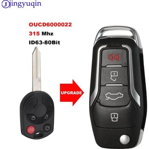 Jingyuqin Upgraded Car Remote Key For Ford Edge Escape Five Hundred Free Style Fusion Flex Focus 315MHz ID63-80BIT OUCD6000022