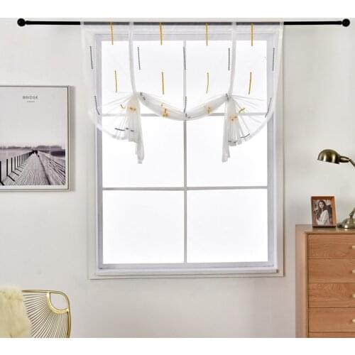 Fashion Stripe Voile Tulle Roman Curtains for Kitchen Window Living Room Bedroom Screening Custom Made