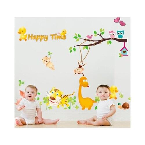 The owl cartoon background children room decoration can remove the wall stickers