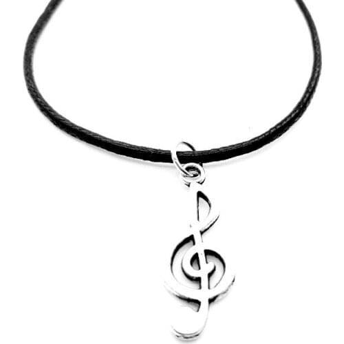 Musical Note sign Necklace Music Notation Theme Pendant Necklace Music Symbol Treble Clef Leather Rope Necklace jewelry