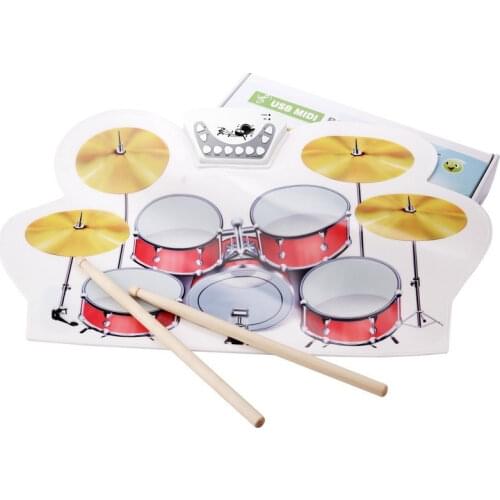 USB PC Digital Electronic Roll Up Drum Pads Kit +Drumsticks+Cable