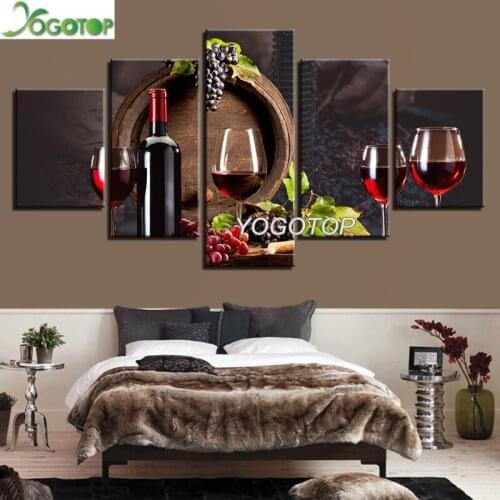 5 Pieces Red Wine Glasses diy Diamond Painting cross-stitch 5D Full Drill Mosaic Diamant Embroidery rhinestone Home Decor ML1129