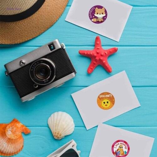 500Pcs/Roll Cartoon Animal Teacher Reward Stickers Motivate Students Sticker for Scrapbooking Cards Craft Decoration Gifts
