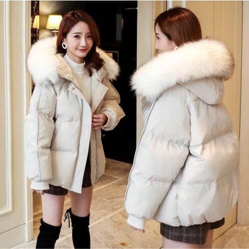 2021 New Winter Jacket Women Coat Big Fur Collar Hooded Warm Parkas Cotton Wadded Coat Snow Wear Thicken Female Jackets Outwear