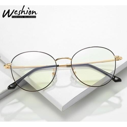 2021 Women Anti Blue Light Glasses Metal Round Optic Myopic Glasses Frame Fashion Simple Computer Eyewear Reading Glasses Women