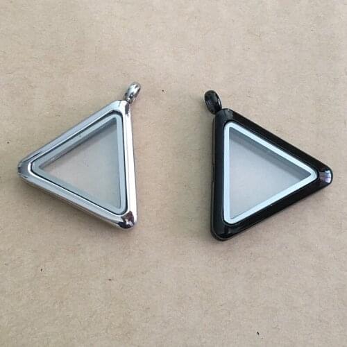 Top Quality Triangle Shape Alloy Floating Locket With Rhinestone Living Memory Floating Charm Locket Pendant 10pcs