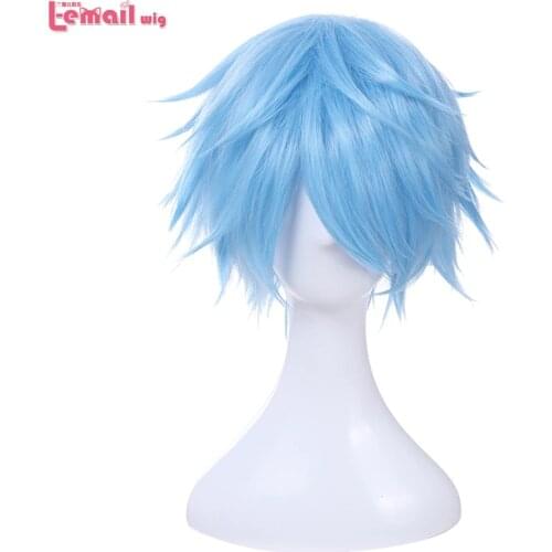 L-email wig Kuroko no Basket Tetsuya Kuroko Cosplay Wig 30cm Short Light Blue Men Synthetic Hair Perucas Cosplay Wig
