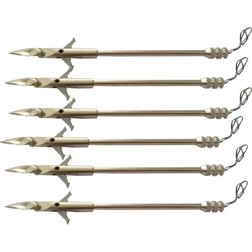 6PK 6.2" Stainless Steel Crossbow Slingshot Fishing Arrow Spiral Tip 2 Blades