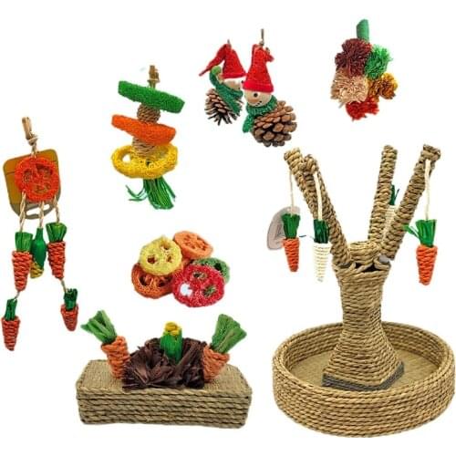 Hand Made Pet Rabbit Chinchilla Guinea Pig Hamster Molar Toys Natural Material Natural Dyes Small Animals Toys Safety Chew Toy