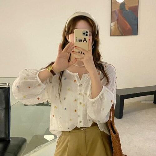 Sunscreen Shirt Embroidered Thin Long-sleeved Shirt Female Design Sense Niche Summer New Korean Loose Top