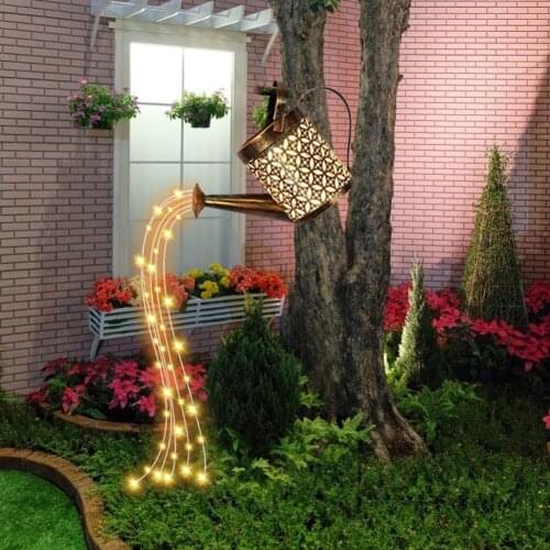 LED Solar Powered Watering Can Sprinkles Fairy Light Waterproof Shower Light for Outdoor Garden Lawn Courtyard Decoration