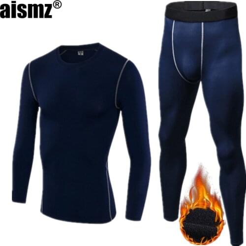 Aismz Winter Thermal Underwear Men Thermo Clothes Quick Dry Anti-microbial Stretch Male Warm Long Johns Thermo Underwear Set