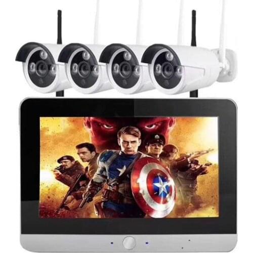 12 Inch LCD Display 2MP 1080P 4CH/8CH Wireless NVR Kit IP Camera Outdoor Water-proof