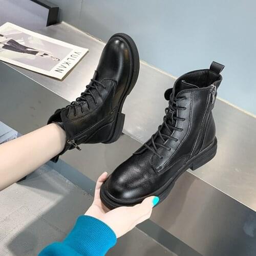 COOTELILI 2021 New Fashion Buckle Womens Boots Winter Boots 3cm Heel Lace Up Shoes Woman Ankle Boots Keep Warm Plus Size 40