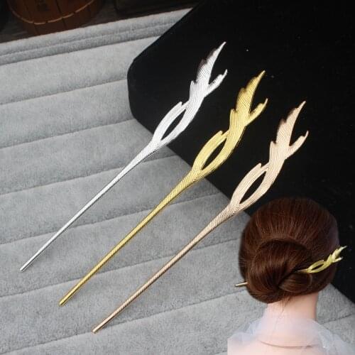 Gold Color Metal Hair Clip Feather Tassel Hairpin Headpiece for Women Girls Hair Sticks Party Headdress Hair Styling Accessories