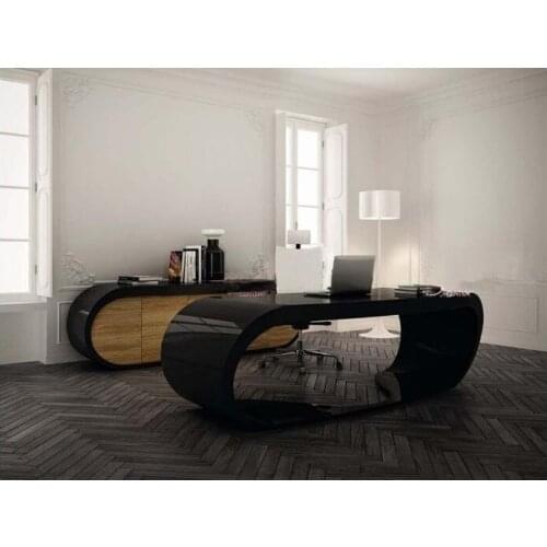 0228TB013 Fashion stylish modern black and white piano paint desk profiled arcuated creative side table storage cabinet