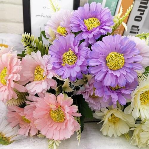 1pcs Silk Gerbera Camellia Artificial Flower Sun Flower Bridal Bouquet Christmas Party Decoration Fake Flower DIY Wedding Home D