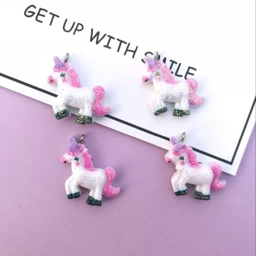 25*25mm 10pcs mini small unicorn charms earrings flat back resin charms necklace pendant keychain charms for DIY decoration