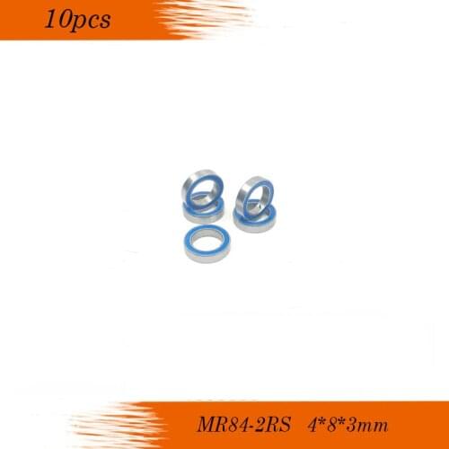 Free shipping 10PCS MR84-2RS Blue rubber ABEC-3 4x8x3 mm Miniature Ball Bearings MR84rs