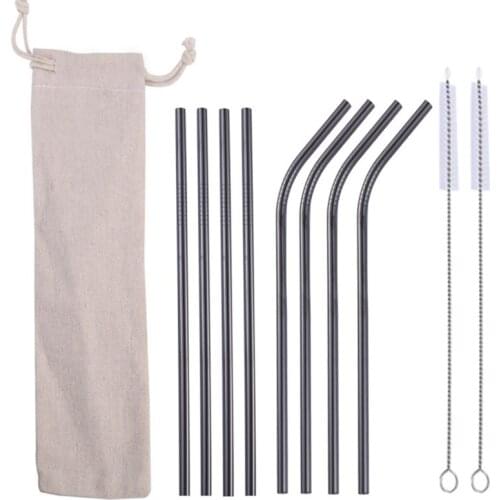 10Pcs Reusable Straws Set Safe Healthy Stainless Steel Straws 304 Metal Straws Kit