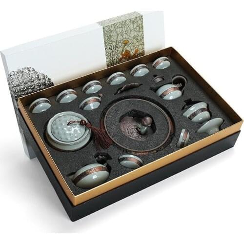 Luxury 15pcs/Set Kung Fu Tea Set Chinese Porcelain Drinkware Ceramic Teacup Teapot Gaiwan Strainer Fair Cup Christmas Gift