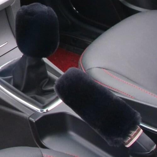 2 piece car handbrake gloves soft plush cover winter warm universal for Cadillac Jaguar Volvo Land Rover Porsche Mini SEAT