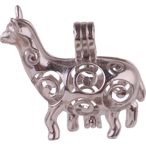 5pcs Dull Silver copper sheep animals can be opened Beads Pearl Cage Pendant Locket Fairytale Party Essential Oil Diffuser