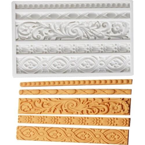 1 piece Baroque Cake Border Silicone Mold Frame Fondant Cake Decorating Tools Candy Chocolate Gumpaste Mould