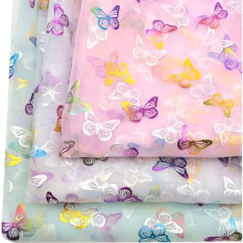 50*145cm Foiled Organza Chiffon Yarn Lace Mesh Gauze Tulle Fabric Sewing Supplies Dress DIY Needlework Garment Curtains