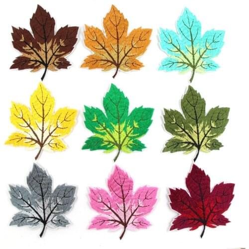 9Pcs Maple Leaf Patches Colorful Embroidered Patches For Clothes Iron On Patches Sticker On Clothes DIY Garment Accessories